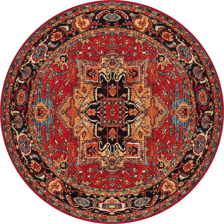 Rond Vintage Bloemen Tapijt