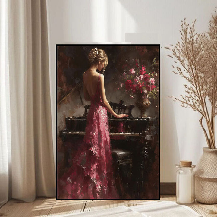 Elegante Pianoscène Canvas Kunstwerk