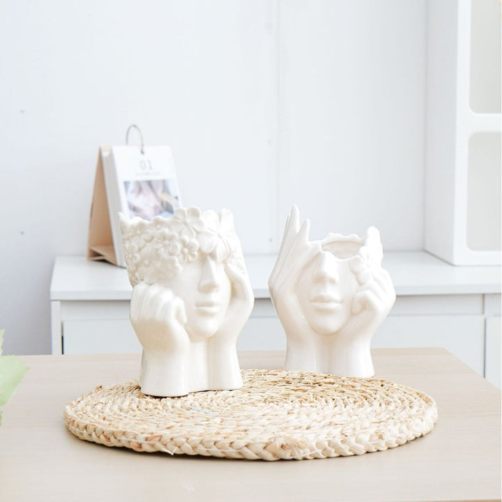 Artistieke Keramische Gezichts Plant Pot