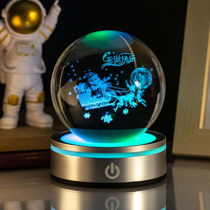 Kreative 3D Binnenhoutsnijwerk Luminous Crystal Ball Kleurrijke Verloop Kleine Nachtlamp Thuis Decoratie Cadeaukeuze