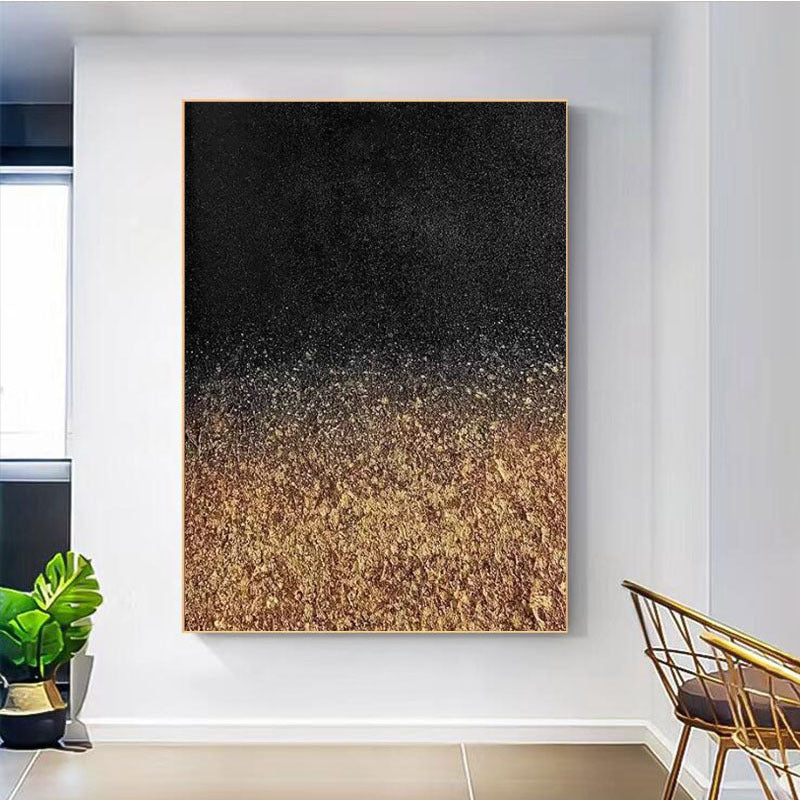 Textured Abstract Gouden Blad Wandkunst