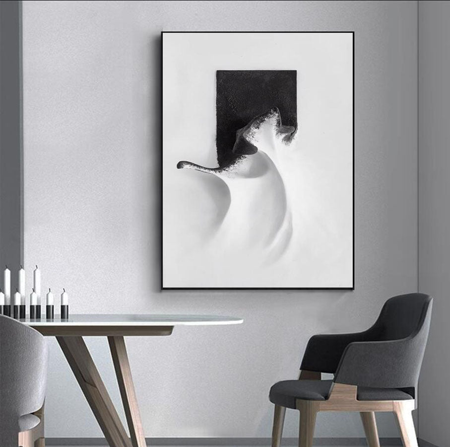 Moderne Monochrome Abstracte Canvas Kunst
