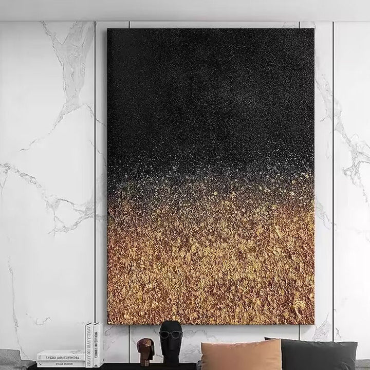 Textured Abstract Gouden Blad Wandkunst