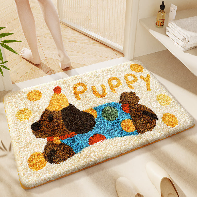 Speelse Puppy-Thema Plush Badmat