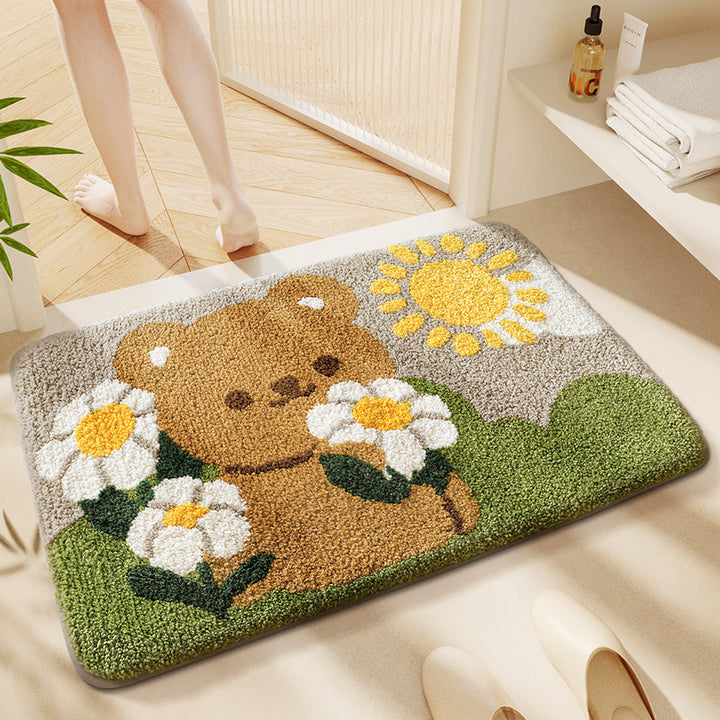 Speelse Puppy-Thema Plush Badmat