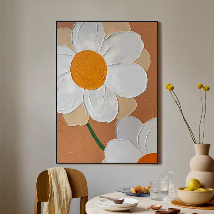 Bloemrijke reliëftextuur wandkunst
