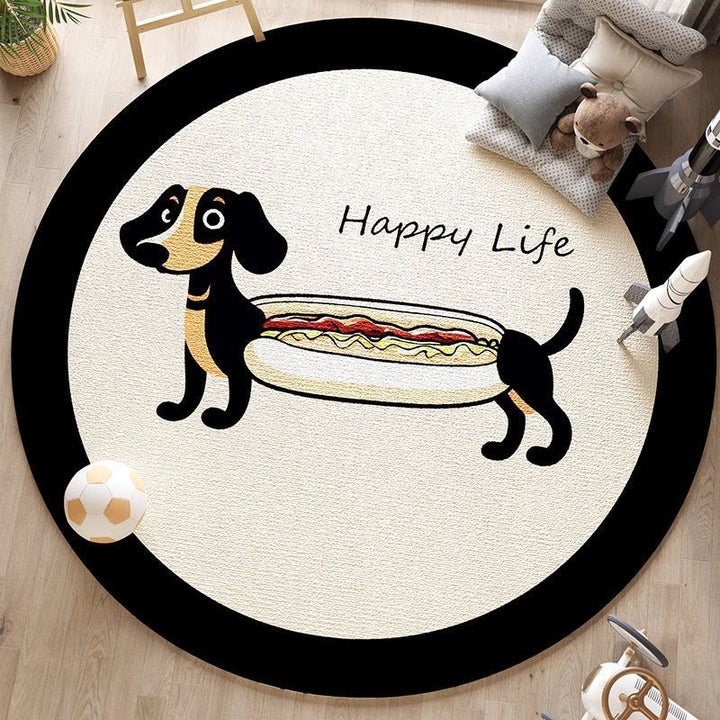 Artistiek Honden Themed Rond Tapijt