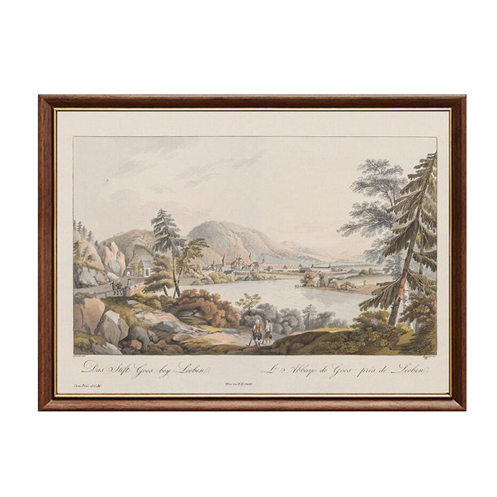 Vintage Landschap Ingeregeld Afdruk