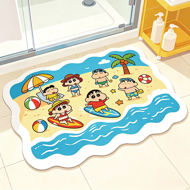 Speelse Cartoon Strand-Thema Badmat