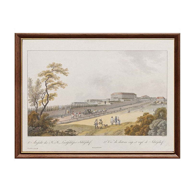 Vintage Landschap Ingeregeld Afdruk