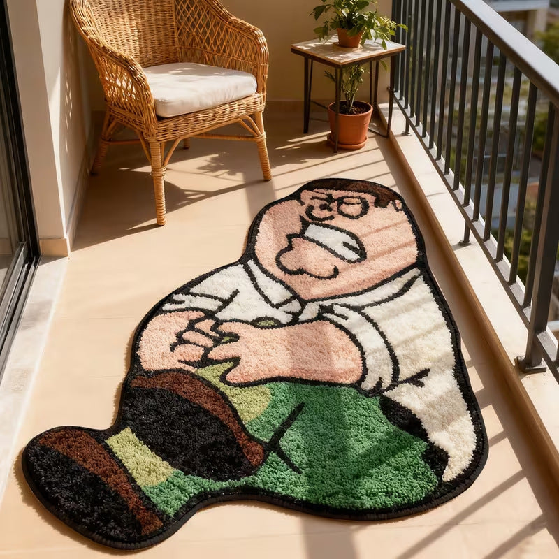 Rug in de vorm van een cartoonfiguur