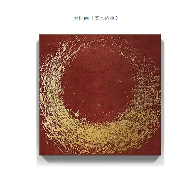 Abstract Circulaire Gouden Blad Canvas Kunst