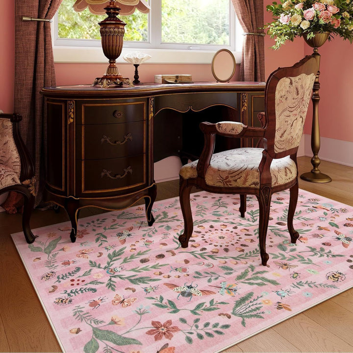 Florale Geborduurde Vloerkleed