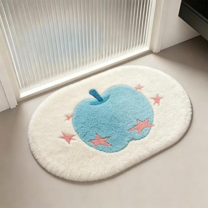 Speelse appel-thema pluchen vloerkleed
