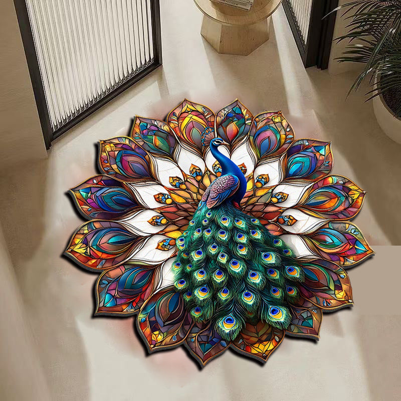 Decoratieve pauwen-thema vloerkleed