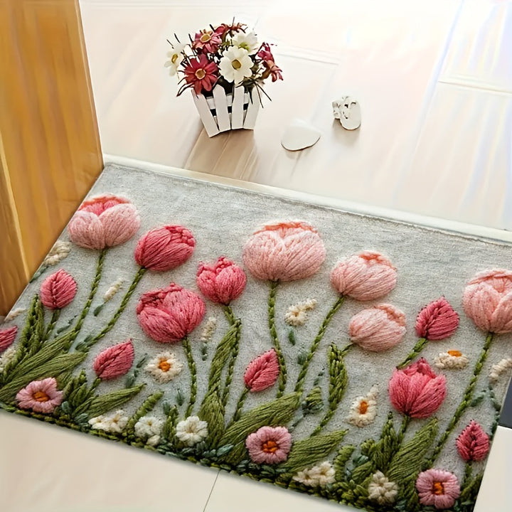 Geborduurde Bloemen Keukenmat