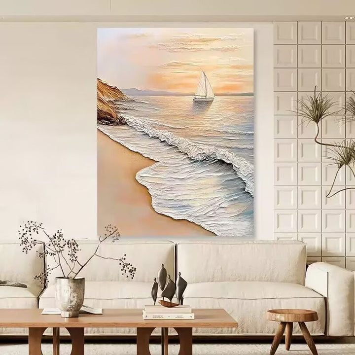 3D Textured Coastal Wave Canvas Kunstwerk