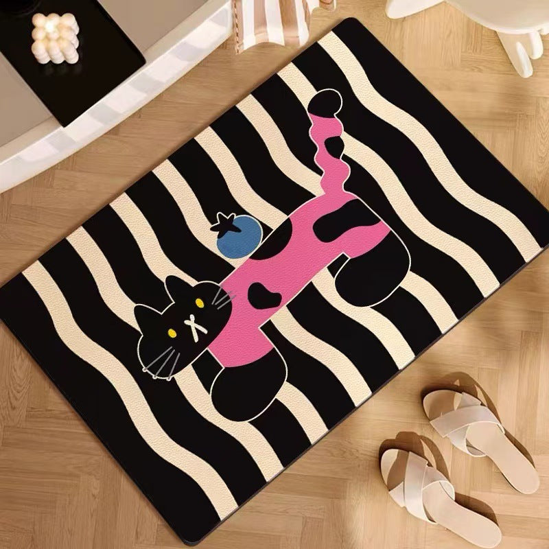 Artistieke Kat-Thema Gebiedsmat voor Woondecoratie