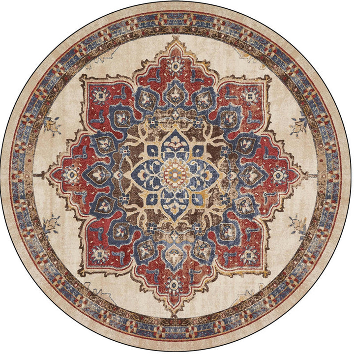 Rond Vintage Bloemen Tapijt