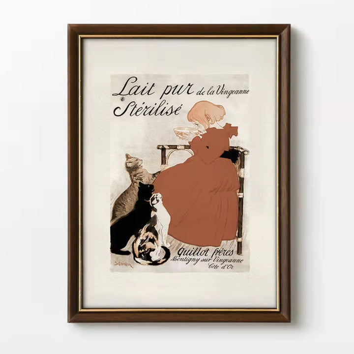 Vintage Gekaderde Kat-thema Kunstwerken