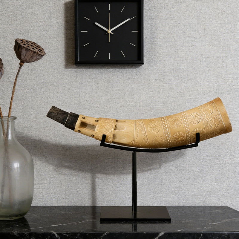 Ambachtelijk Gegraveerde Decoratieve Hoorn Display