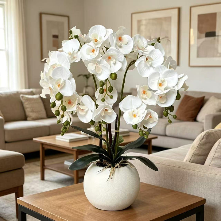 Elegante Kunstmatige Gele Orchidee Arrangement voor Huisdecoratie