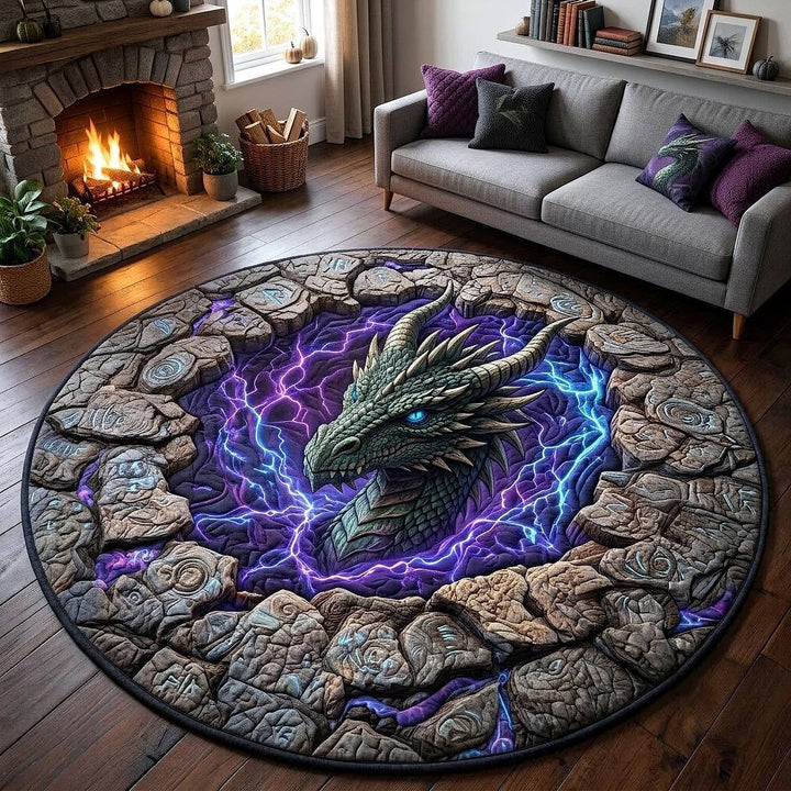 3D Draak Themaprojectie Rond Tapijt