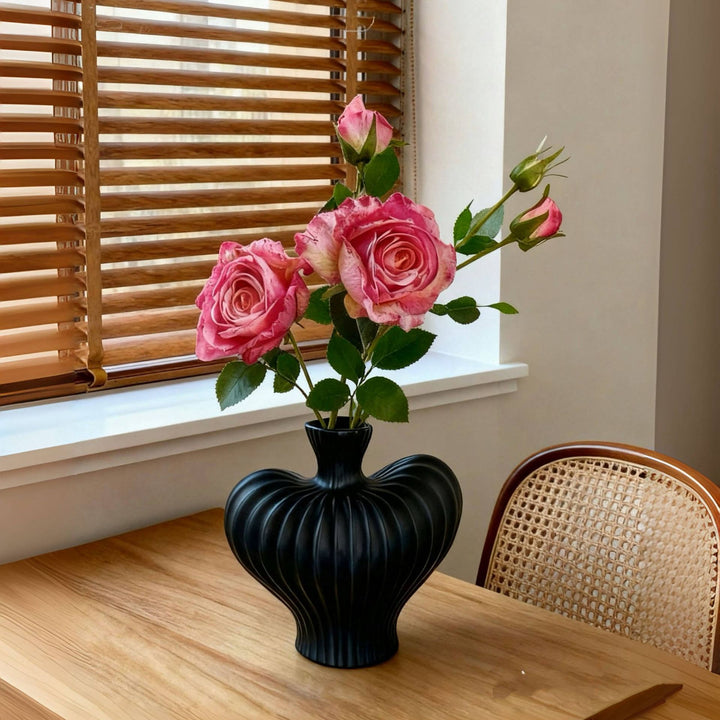 Decoratieve Ribbel Keramische Vaas voor Thuisdecoratie