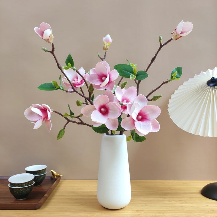Elegante Zijde Magnolia Bloem Tak