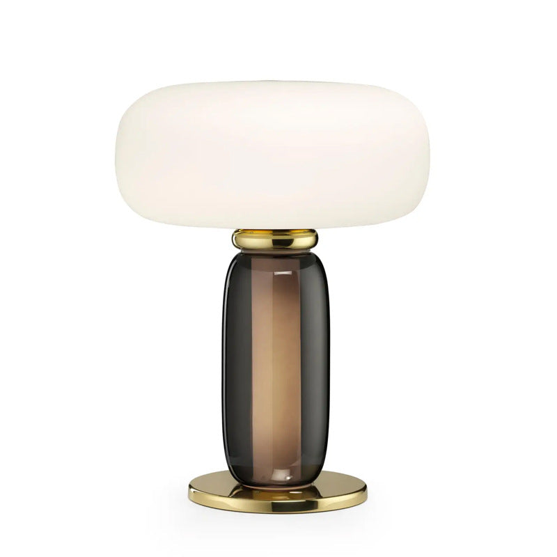 Decoratieve Glazen Tafellamp met Elegante Gouden Accenten