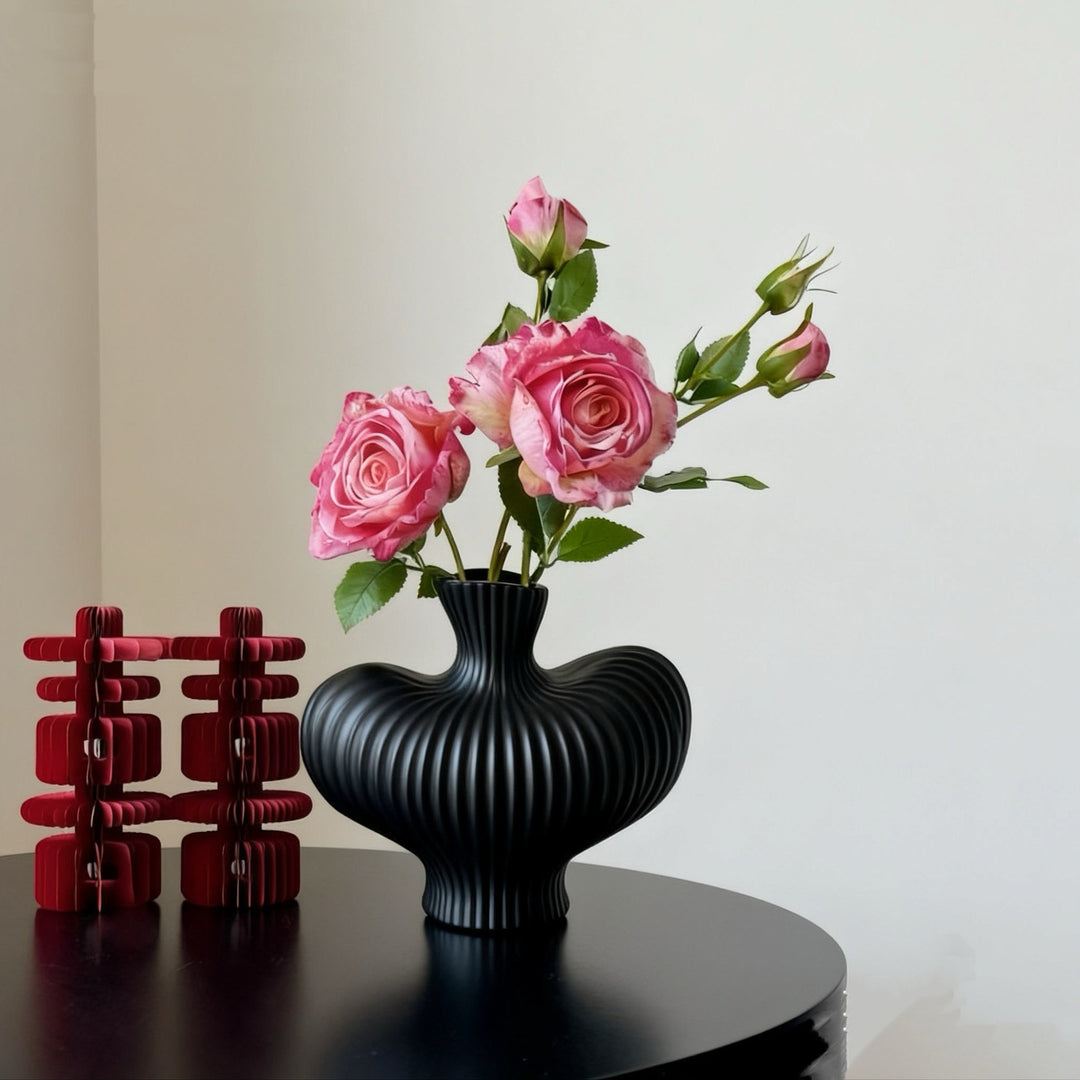 Decoratieve Ribbel Keramische Vaas voor Thuisdecoratie