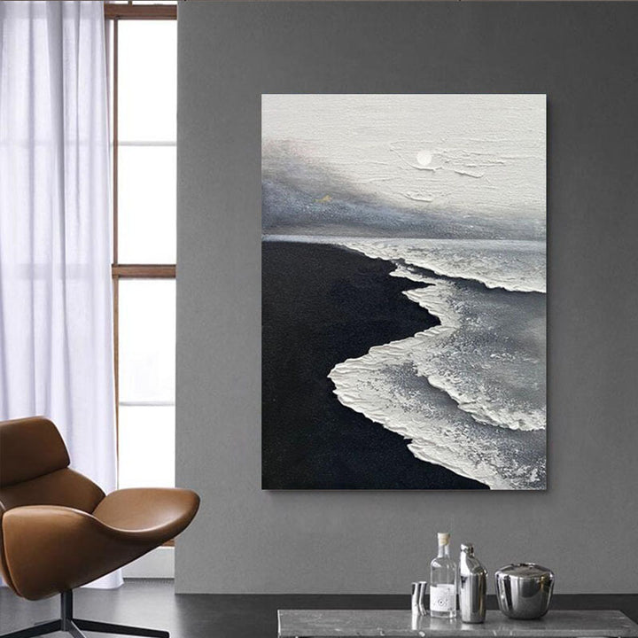 Abstract Zeelandschaps Textured Canvas Kunstwerk