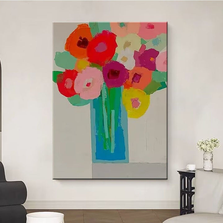 Kleurrijke Bloemrijke Canvas Kunst
