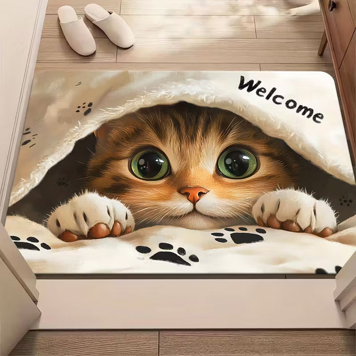 Decoratieve Kat-Thema Deurmat