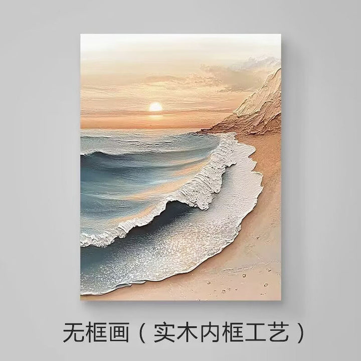 3D Textured Coastal Wave Canvas Kunstwerk