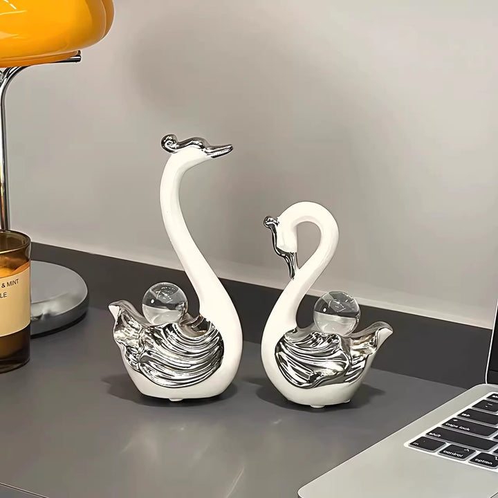 Elegante Keramische Zwanenbeeldjes