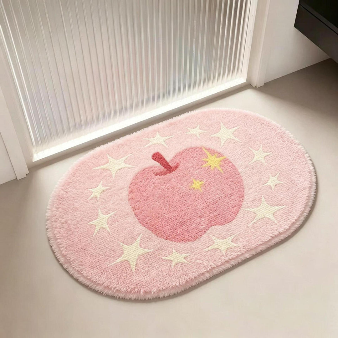 Speelse appel-thema pluchen vloerkleed