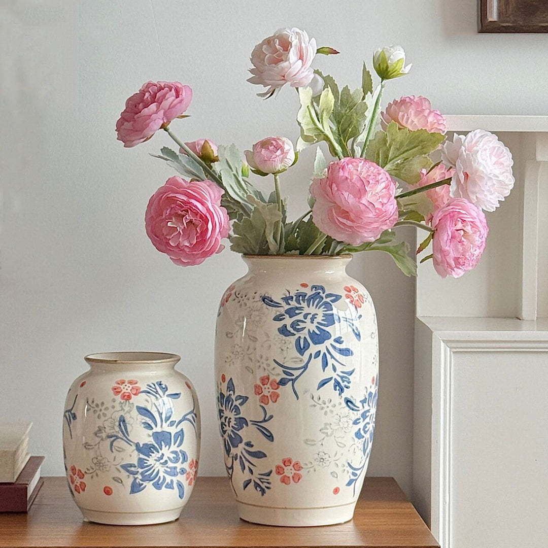 Bloem geïnspireerde decoratieve keramische vaas