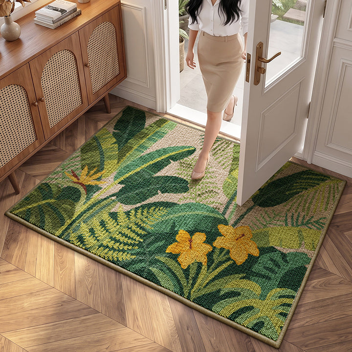 Tropisch Blad Ontwerp Gebied Tapijt