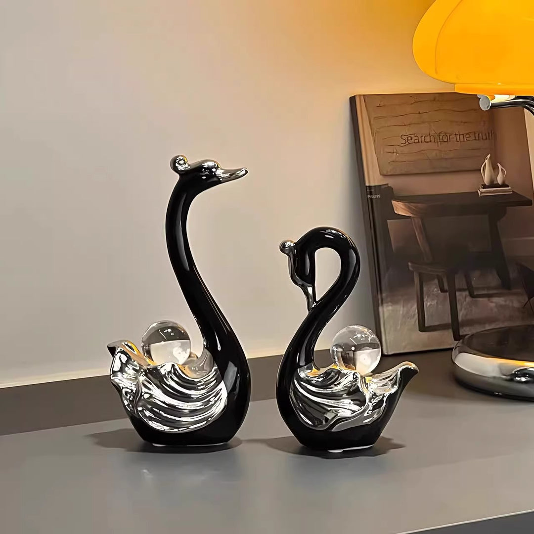 Elegante Keramische Zwanenbeeldjes