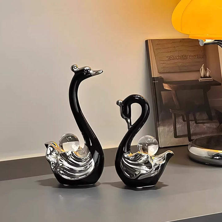 Elegante Keramische Zwanenbeeldjes