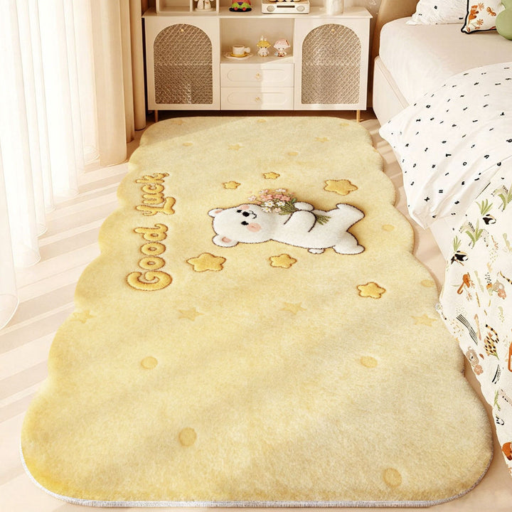 Pluche Speelse Bunny en Paddenstoel Vloerkleed