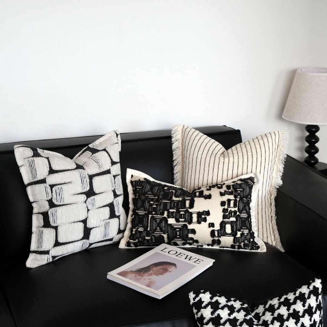 Textured Geometric Print Accent Kussen voor Thuis