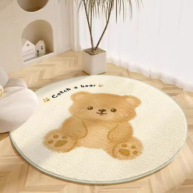 Pluche Dierenthema Ronde Vloerkleed