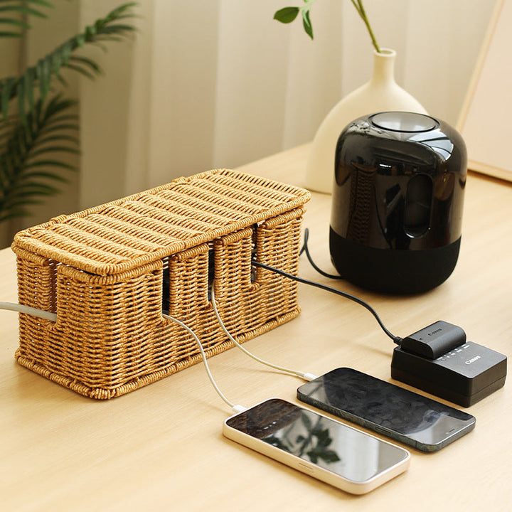 Handwoven rectangular storage box