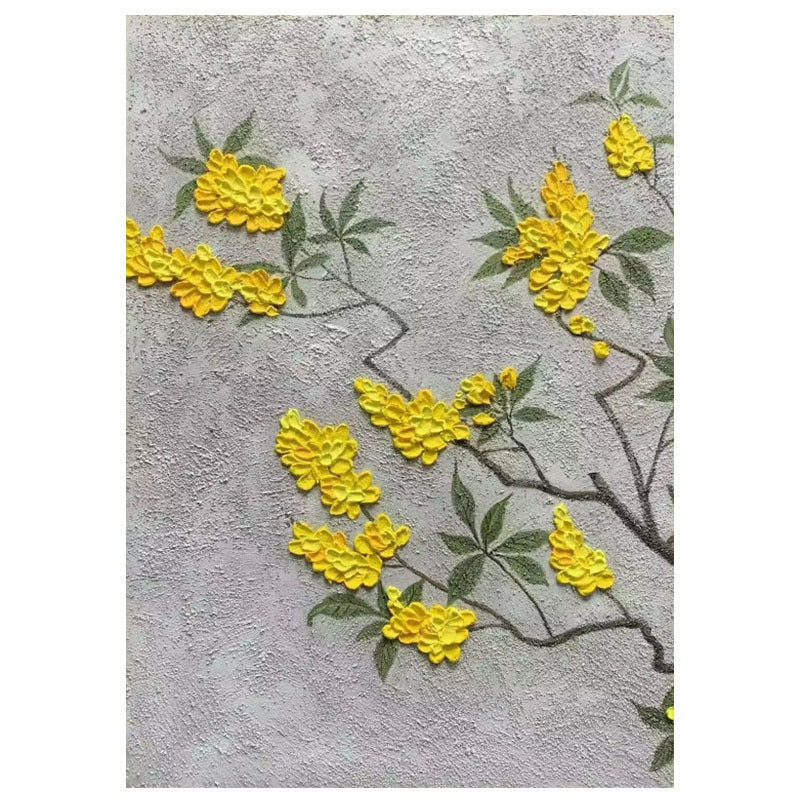 Florale reliëf canvas kunstwerk