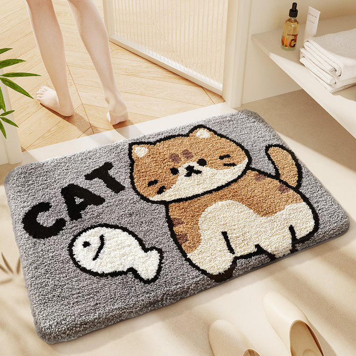 Speelse Puppy-Thema Plush Badmat