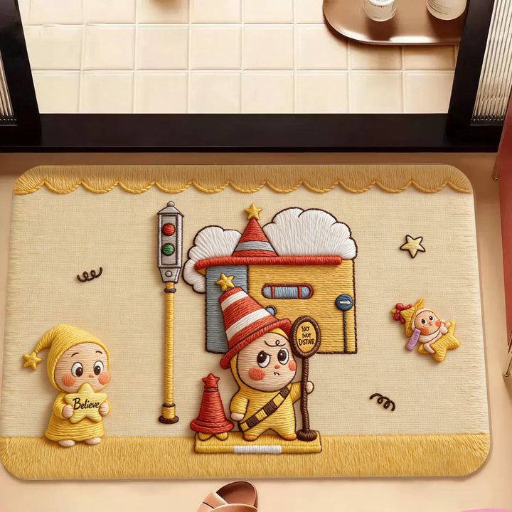 Speelse cartoonfiguur-thema decoratieve vloermat
