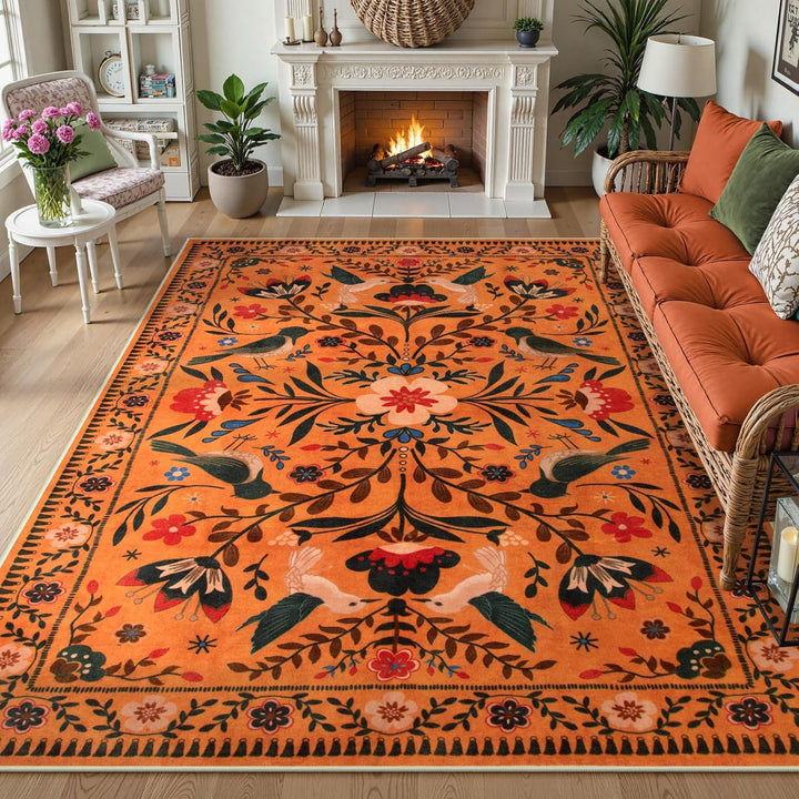 Florale Geborduurde Vloerkleed