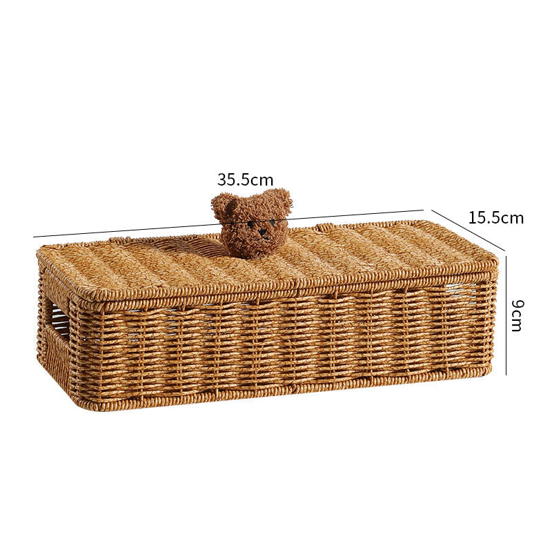 Decoratieve Gevlochten Opbergdoos Met Schattig Beren Deksel